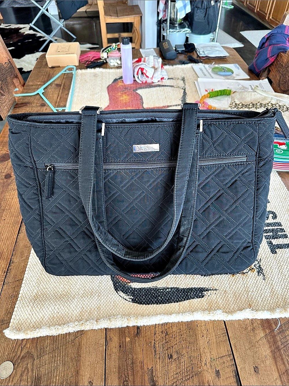 Vera Bradley Iconic Vera Tote in Performance Twill Black